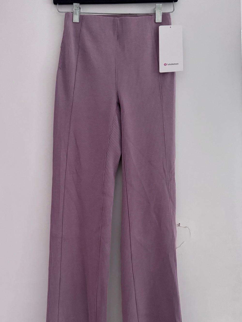 NWT Lululemon Ribbed Flare Pants Pink Mauve High Rise Yoga Lounge Women’s Size 2 - Picture 2 of 10